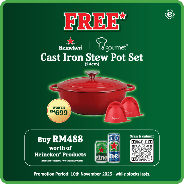 FREE Cast Iron Stew Pot Set with RM488 worth of Heineken Products