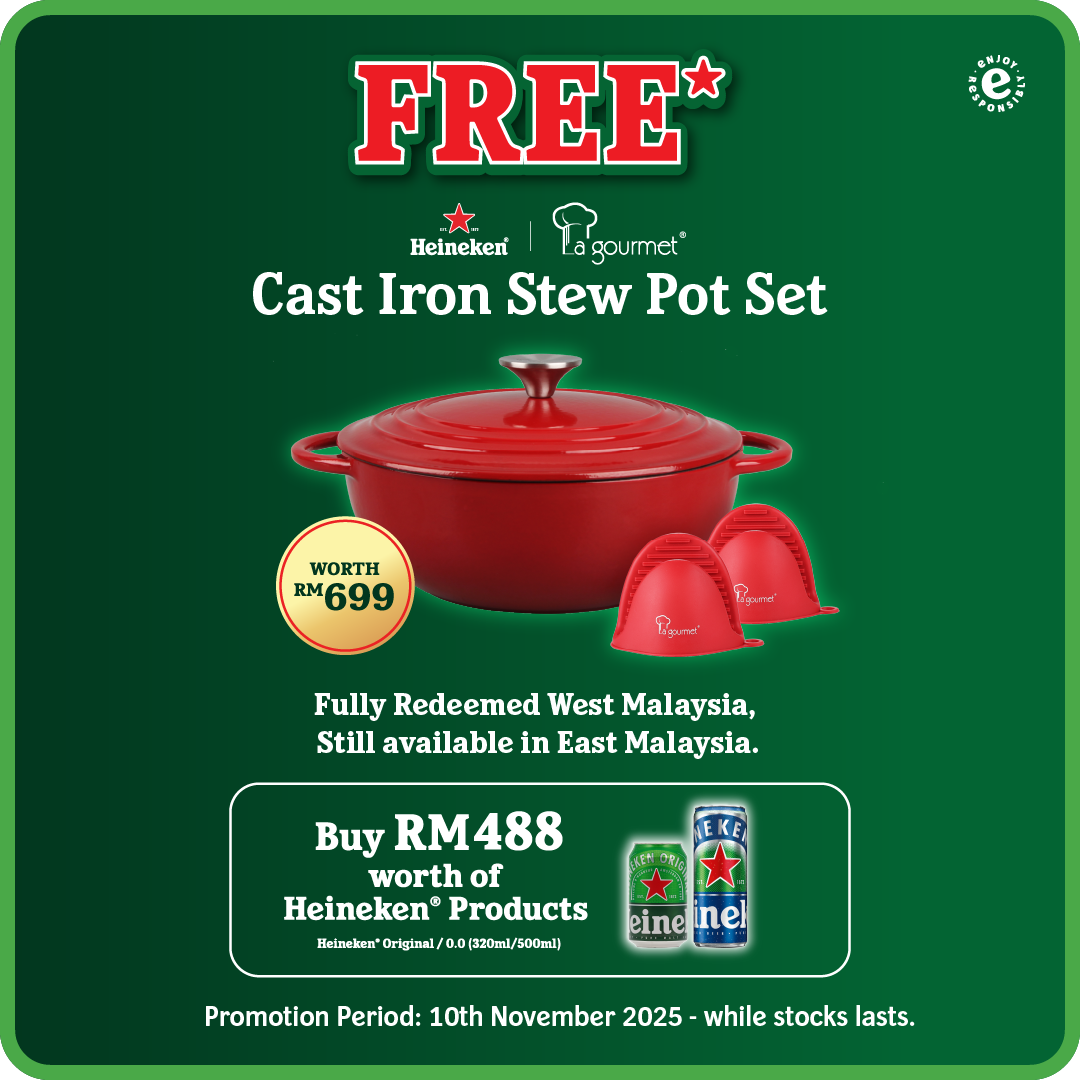 FREE Cast Iron Stew Pot Set with RM488 worth of Heineken Products