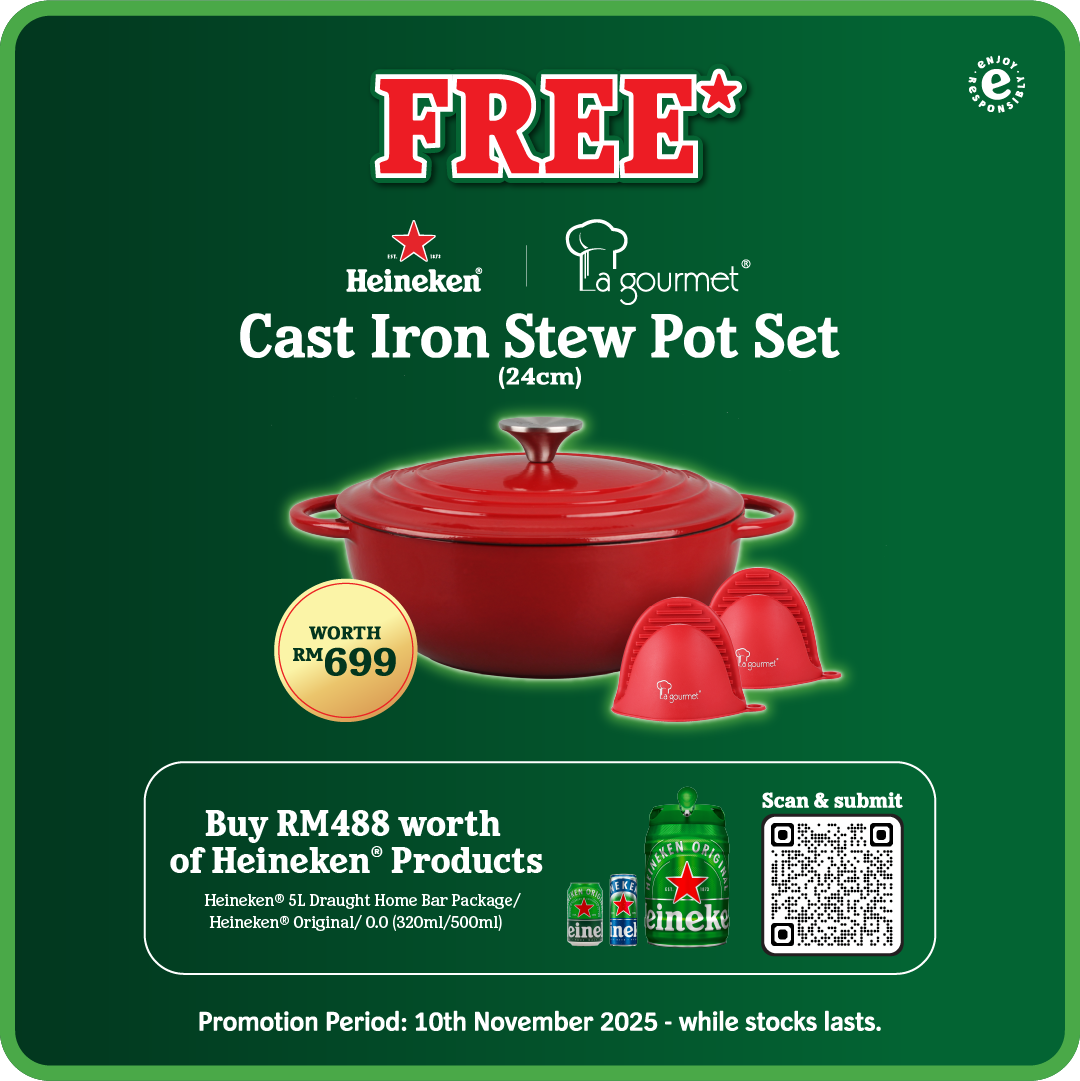 FREE Cast Iron Stew Pot Set with RM488 worth of Heineken Products